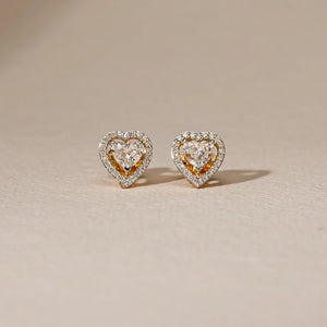 Twin Heart Halo Stud Earrings