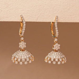 Floral Dome Diamond Jhumka Earrings