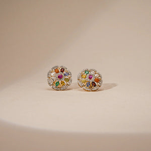 Nine-Gem Halo Heritage Earrings