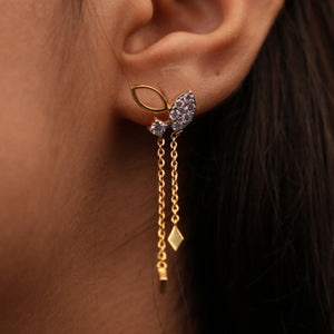 Petal Chain Drop Diamond Earrings