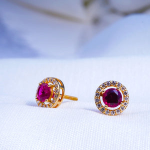 Celestial Ruby Diamond Stud Earrings