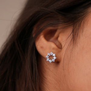 Hollow Flower Diamond Stud Earrings