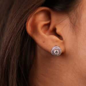 Cluster Halo Diamond Stud Earrings