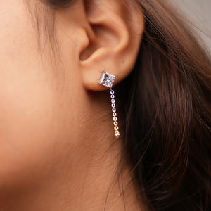 Solitaire Chain Drop Diamond Earrings