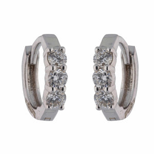 Minimalist Tri-Stone Hoop Earrings