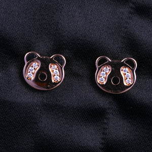 Crystal Panda Diamond Stud Earrings