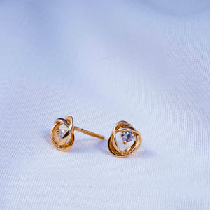 Knotted Solitaire Diamond Stud Earrings