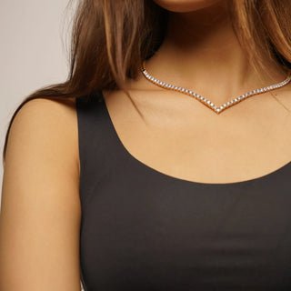 Diamond V-Line Choker Necklace - Main Image