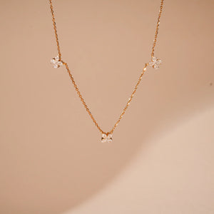 Petite Floral Diamond Gold Necklace