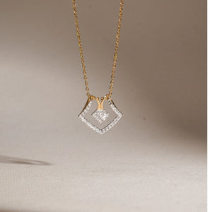 Chevron Dual Diamond Pendant Necklace