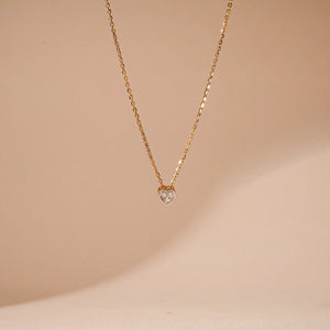 Petite Heart Solitaire Diamond Necklace