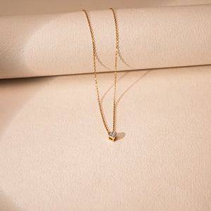 Petite Heart Solitaire Diamond Necklace