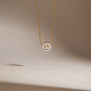 Hexa Halo Diamond Pendant Necklace