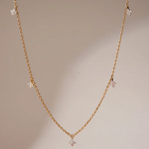 Dangling Diamond Charm Gold Necklace
