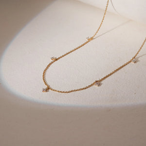 Dangling Diamond Charm Gold Necklace