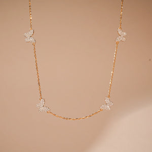 Delicate Butterfly Diamond Link Necklace