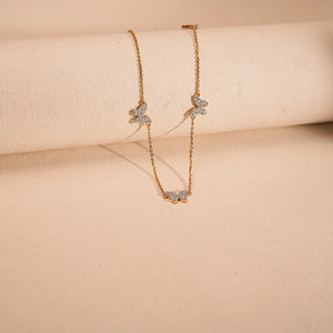 Delicate Butterfly Diamond Link Necklace