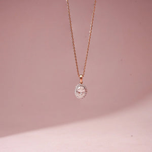 Crown Set Halo Diamond Necklace