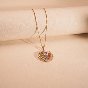 Festive Blossom Multigem Halo Pendant