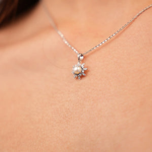 Pearl Sunburst Diamond Pendant