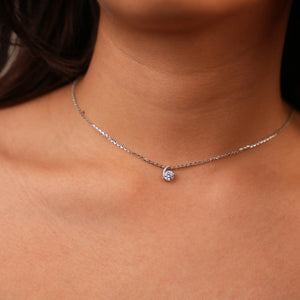 Dainty Drop Diamond Pendant Necklace