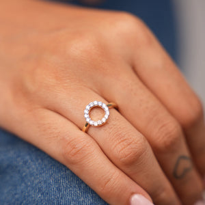 Circular Spark Golden Diamond Ring