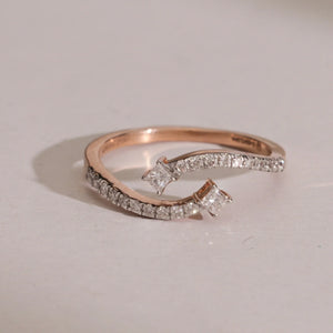 Curved Diamond Twirl Gold Ring