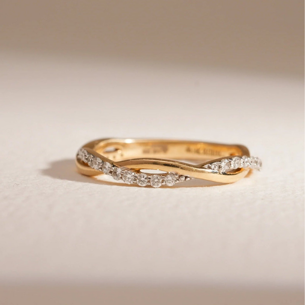 Sculpted Diamond Overlap Band Ring by Reia