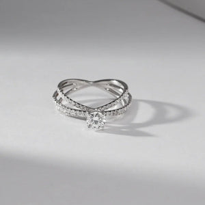 Radiant Crossband Solitaire Diamond Ring