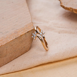 Floral Crown Solitaire Diamond Ring