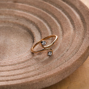 Open Twist Dual Stone Ring