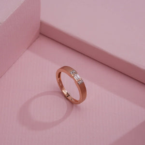 Modern Matte Baguette Diamond Ring
