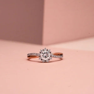 Sunburst Halo Diamond Engagement Ring