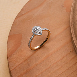 Teardrop Halo Crown Diamond Ring