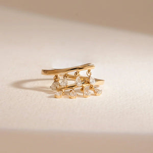 Open Wrap Pear Charm Ring