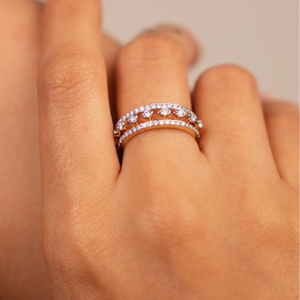 Double Row Interwoven Diamond Ring