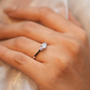Triple Diamond Engagement Ring
