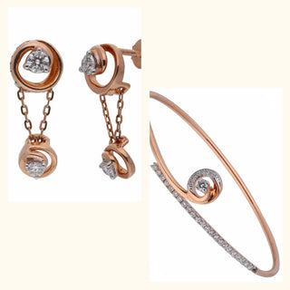 Set of 2|Celestial Drop Lab Grown Diamond Jewelry Set | Earrings & Bangle Bracelet