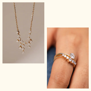 Set of 2|Celestial Lab Grown Diamond Jewelry Set | Necklace & Solitaire Ring