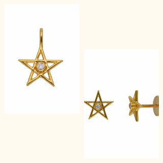 Set of 2|Celestial Lab Grown Diamond Jewelry Set | Pendant & Stud Earrings