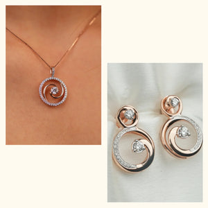 Set of 2|Circular Lab Grown Diamond Jewellery Set | Charm Studs & Swirl Pendant
