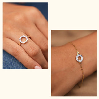 Set of 2|Circular Lab Grown Diamond Jewelry Set | Bracelet & Ring