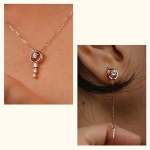 Set of 2|Cosmic Lab Grown Diamond Jewellery Set | Orbit Pendant & Chain Drop Earrings