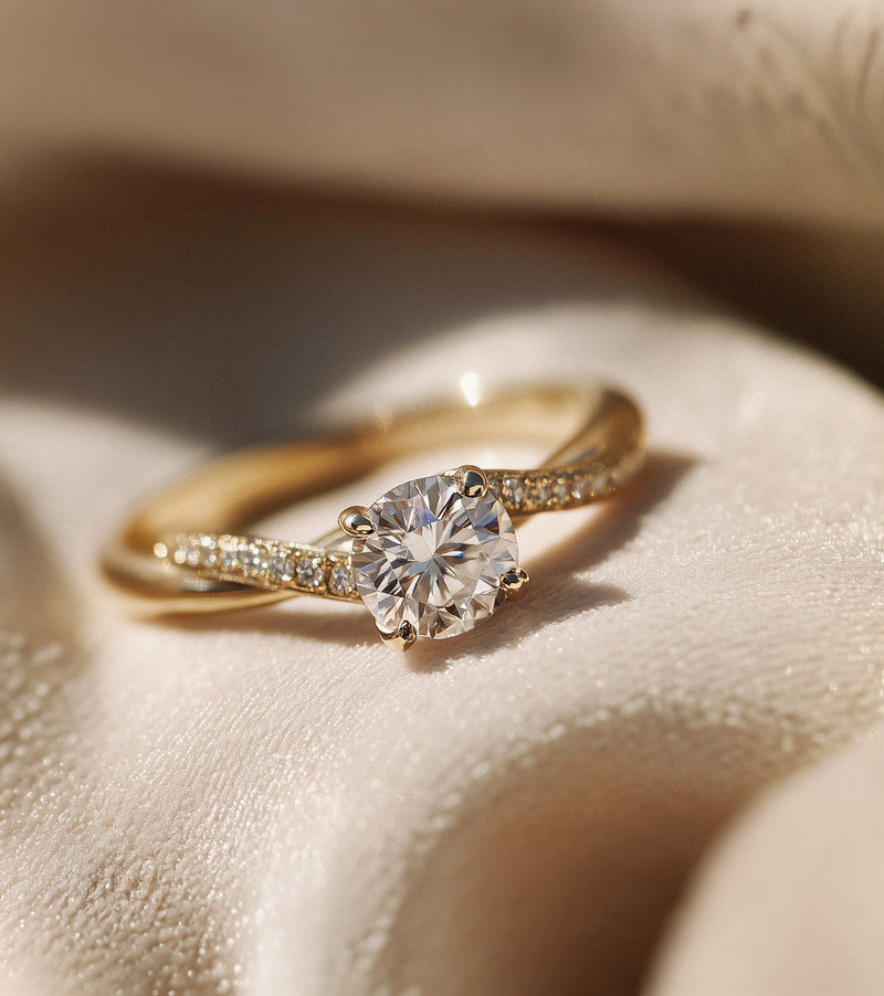 Criss Cross Band Lab Grown Diamond Engagement Rings