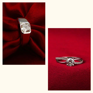 Set of 2|Crown Square Lab Grown Diamond Jewelry Set | Men’s Ring & Solitaire Ring