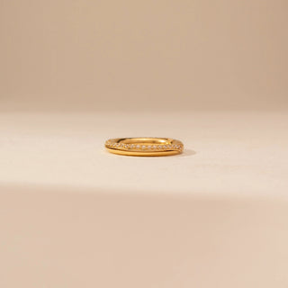 Front view of Graceful Interlocking Diamond Band Ring in 14KT Yellow Gold, featuring round brilliant lab-grown diamonds.