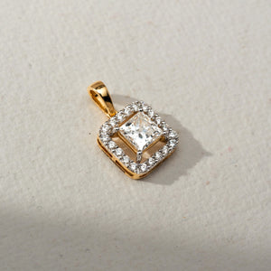 Elegant Square Diamond Halo Pendant