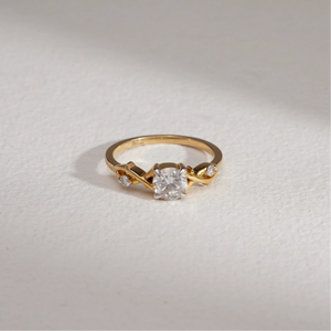 Gold Solitaire Vine Diamond Ring