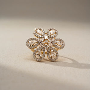 Floral Diamond Snowflake Statement Ring
