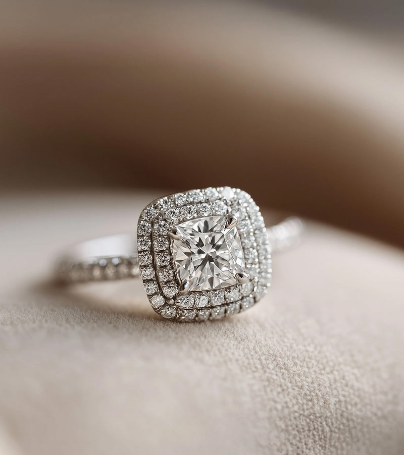 Double halo Lab Grown Diamond Engagement Rings